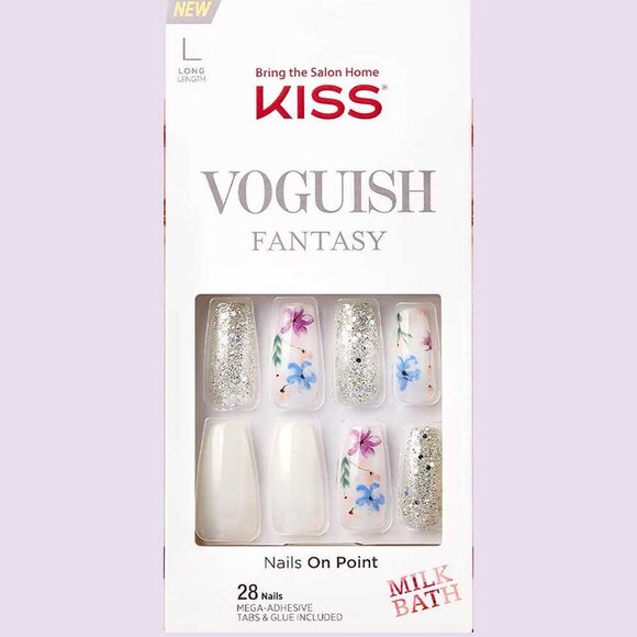 Kiss Voguish Fantasy Nails Long Length - Milk Bath - Picture 1 of 5